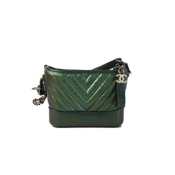 Chanel Chevron Gabrielle Hobo Bag Calf Green - NOBLEMARS