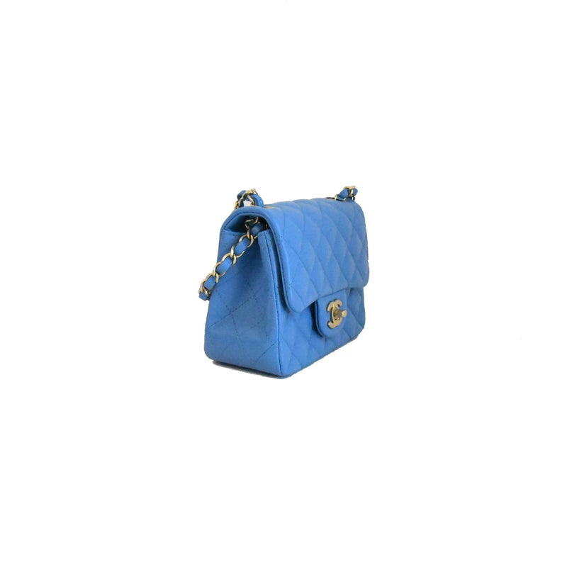 Chanel Mini Flap Lambskin Bag Blue - NOBLEMARS