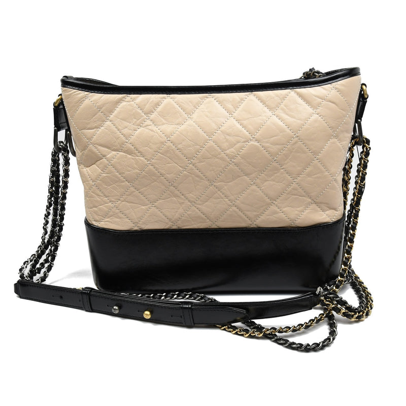 Chanel Gabrielle Medium Hobo Bag Black White - NOBLEMARS