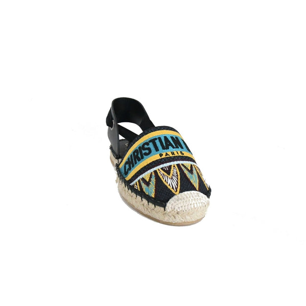 Dior Nicely D Ethnic Embroide Espadrilles Turquoise Yellow - NOBLEMARS