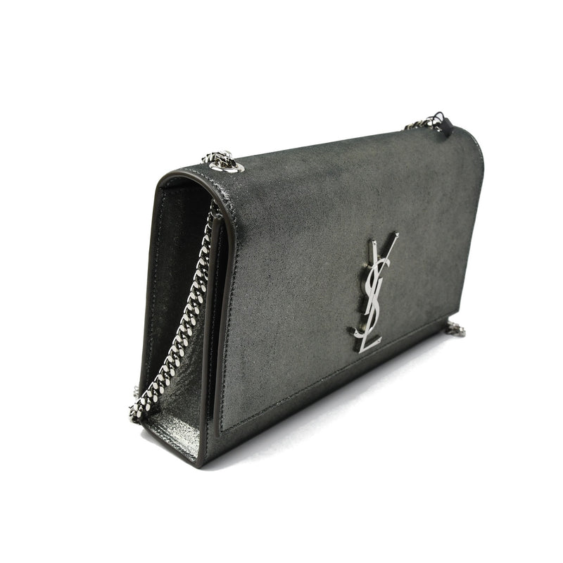 Saint Laurent Wallet on Chain Bag (Medium) / Silver Metallic Leather - NOBLEMARS