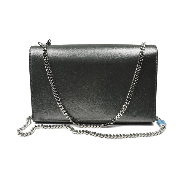Saint Laurent Wallet on Chain Bag (Medium) / Silver Metallic Leather ...