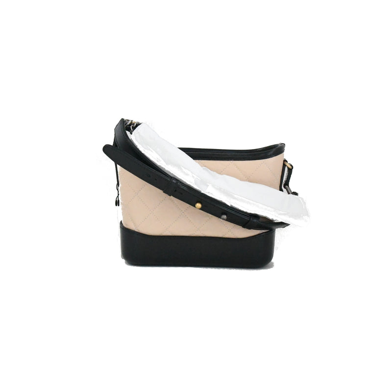 Chanel Gabrielle Hobo Bag Small Beige Black - NOBLEMARS