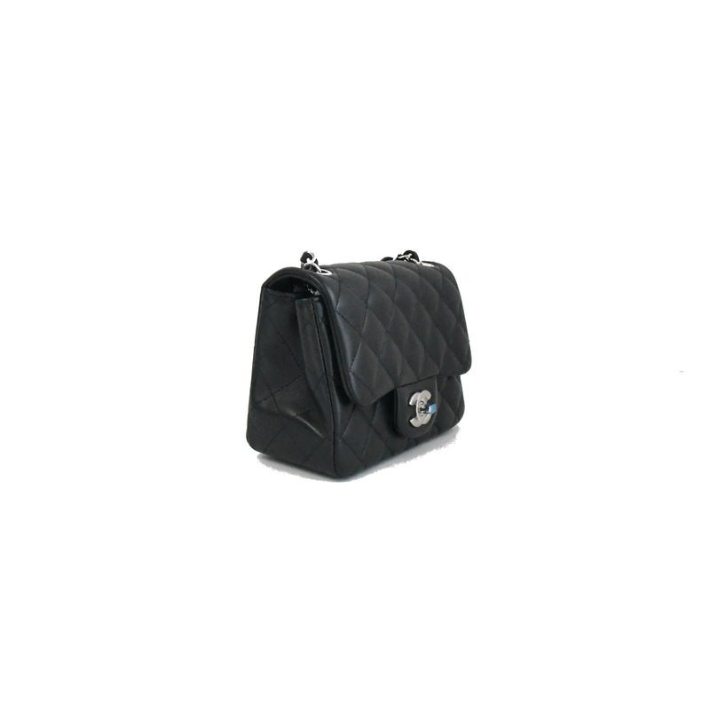 Chanel Classic Mini CF Sqaure LambSkin Black - NOBLEMARS