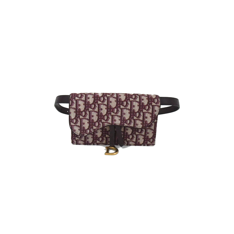 Dior Saddle Belt Bag Burgundy Beige - NOBLEMARS