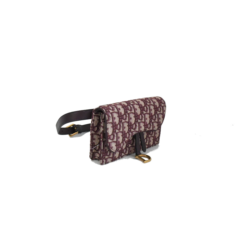 Dior Saddle Belt Bag Burgundy Beige - NOBLEMARS