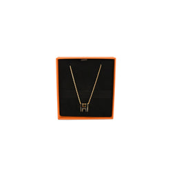 Hermes Pop H Pendant Necklace Gold HW Black - NOBLEMARS