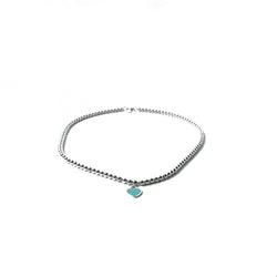 Tiffany Beaded Silver Necklace Blue - NOBLEMARS