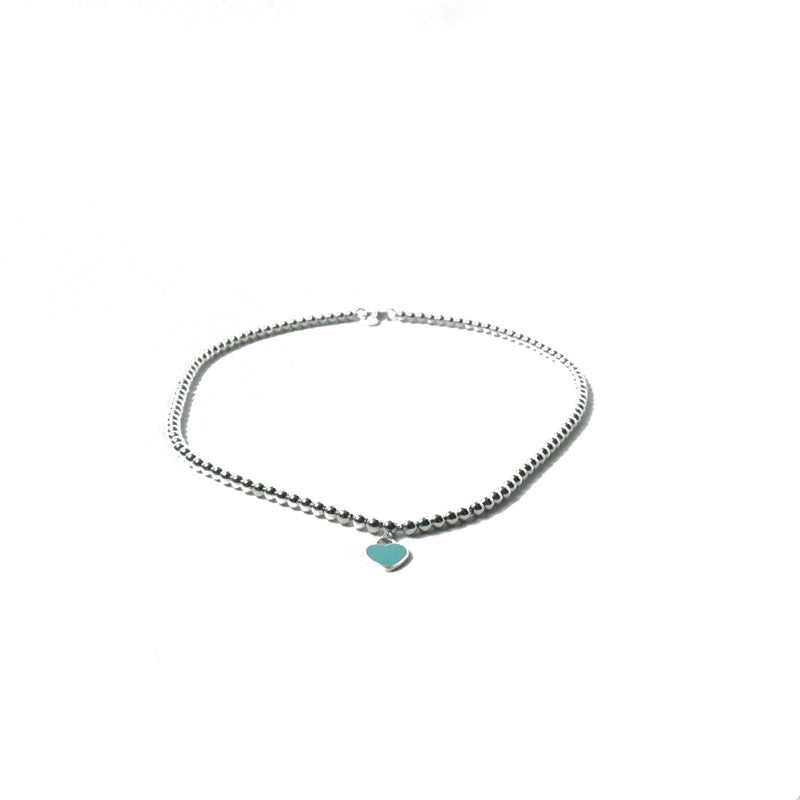 Tiffany Beaded Silver Necklace Blue - NOBLEMARS