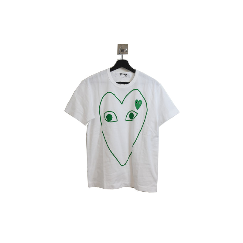 Comme Des Garcons Play Green Heart T-Shirt White - NOBLEMARS