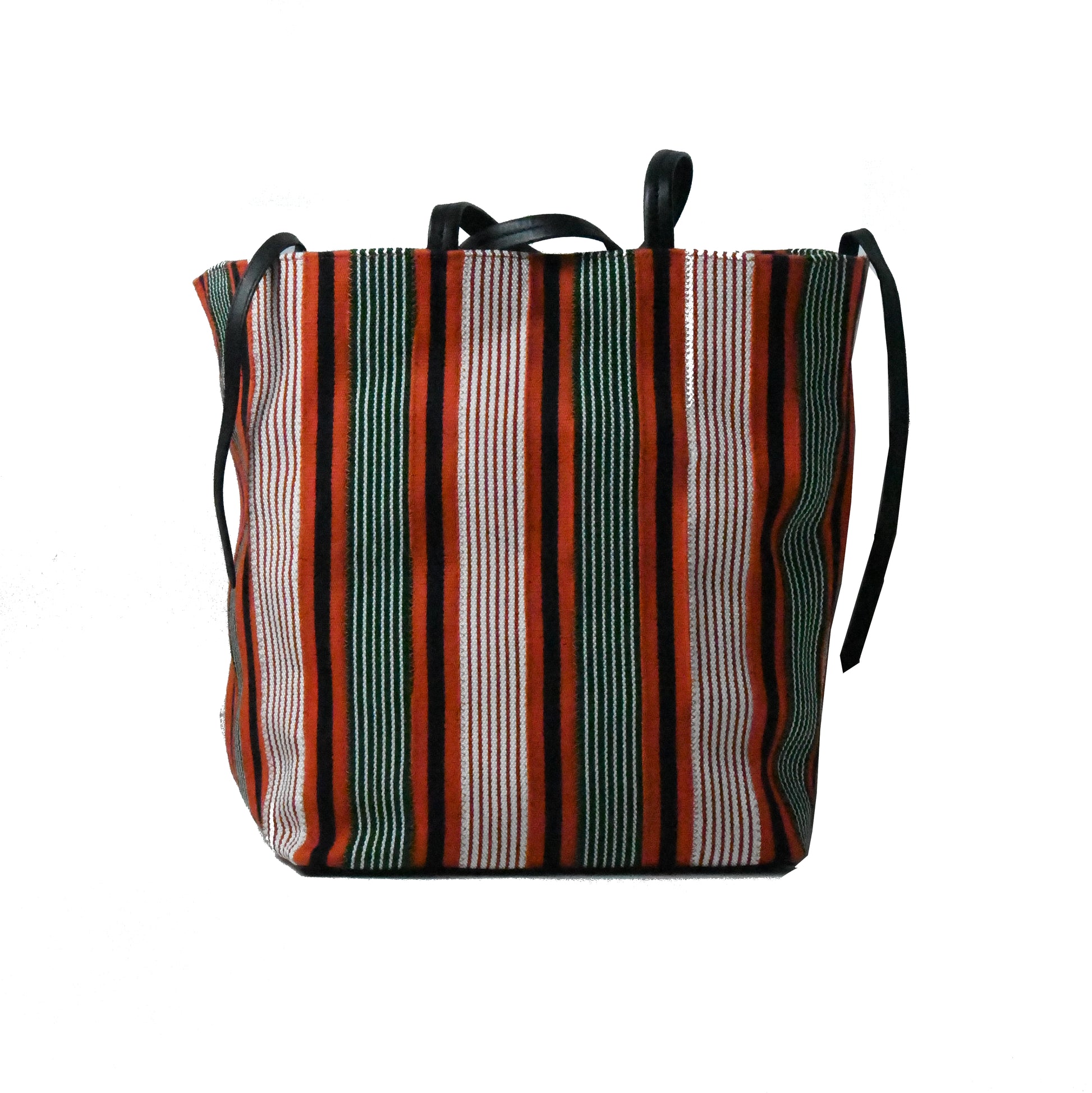 Celine Stripes Large Tote Bag Green Orange - NOBLEMARS