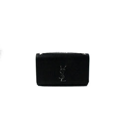 Saint Laurent YSL Kate Silver Hardware Leather Black - NOBLEMARS