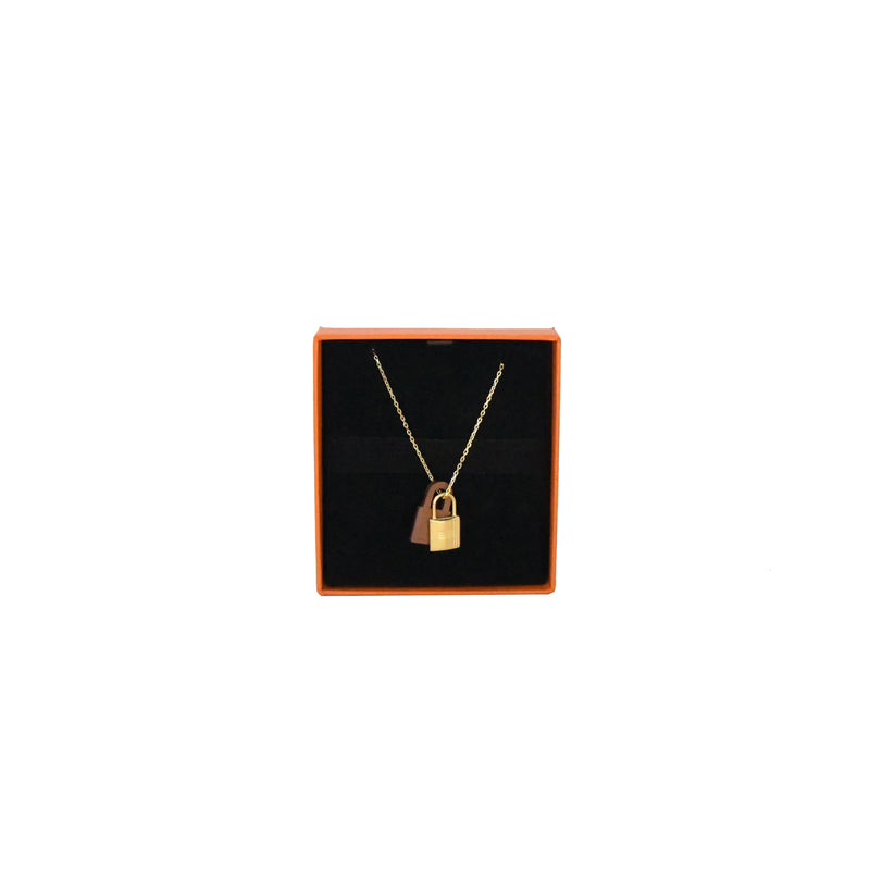 Hermes Okelly Necklace Gold HW with Brown Leather - NOBLEMARS