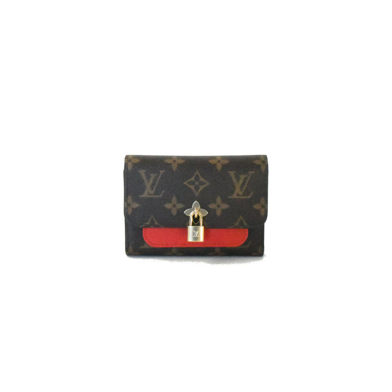 Louis Vuitton Monogram Flore Coquelicot Compact Wallet in brown coated/ waterproof canvas Cloth ref.365319 - Joli Closet