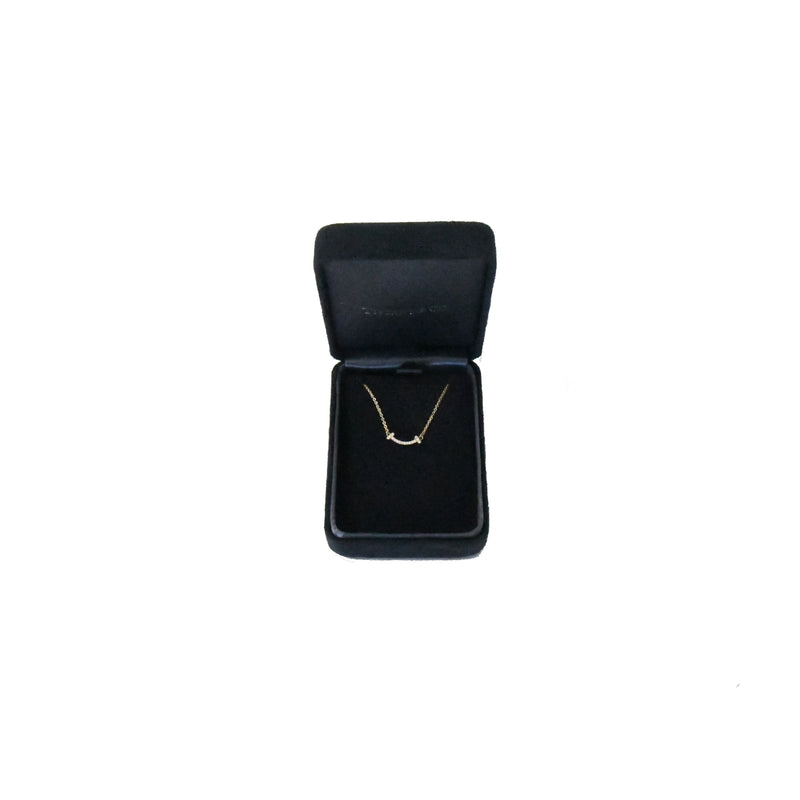 Tiffany Mini Smile Pendant Necklace Yellow Gold Diamond - NOBLEMARS