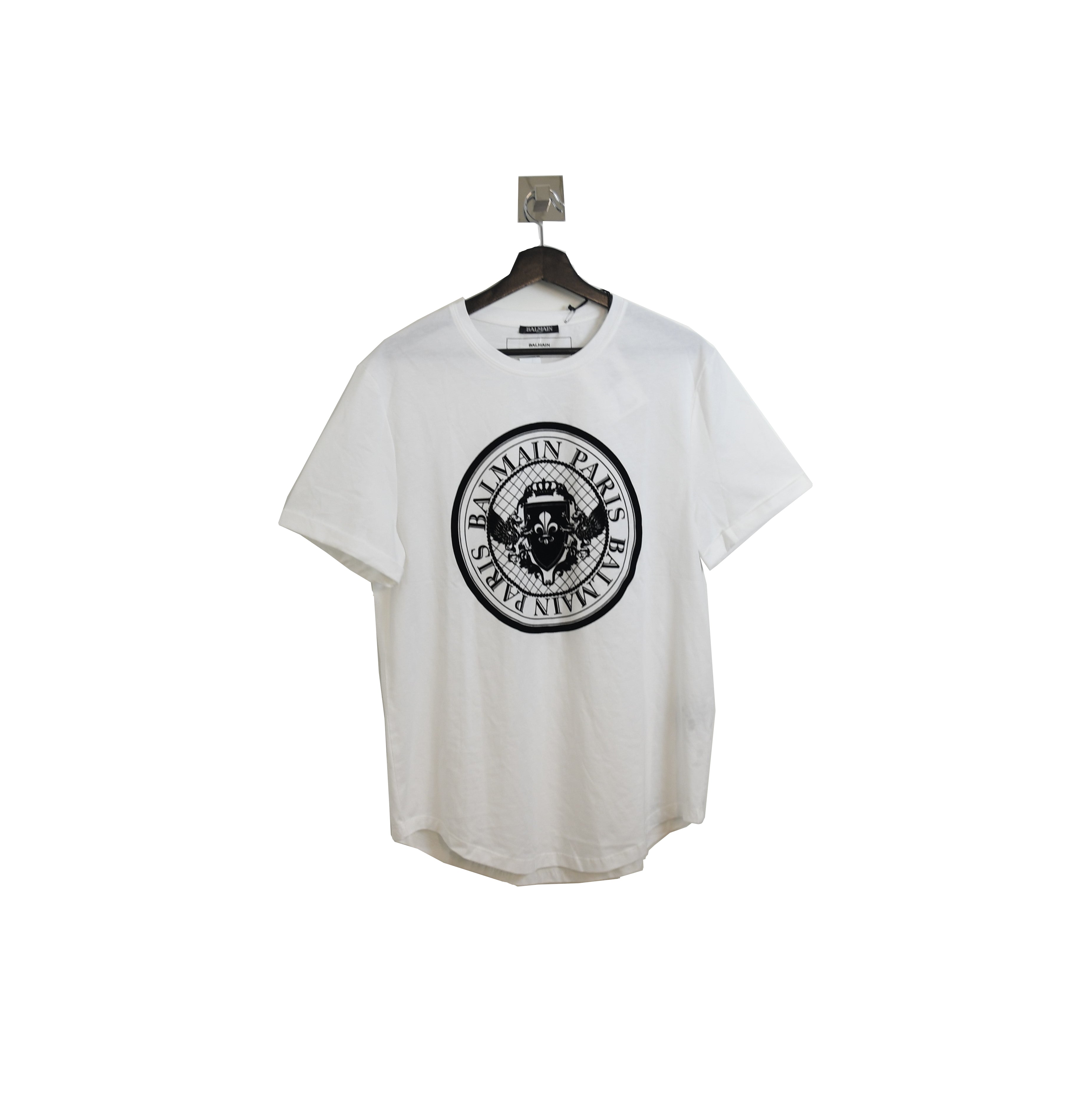 Børnecenter Europa kuffert Balmain Paris Seal T-Shirt White - NOBLEMARS