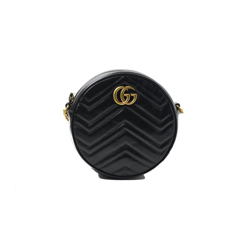 Gucci GG Marmont Mini Round Should Bag Black - NOBLEMARS