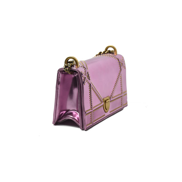 Dior Diorama Studded Metallic Bag Pink - NOBLEMARS