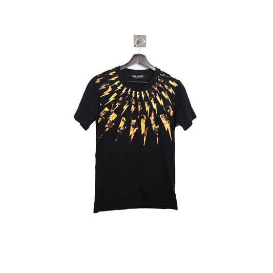 Neil Barrett Orange Lightning T-Shirt Black - NOBLEMARS