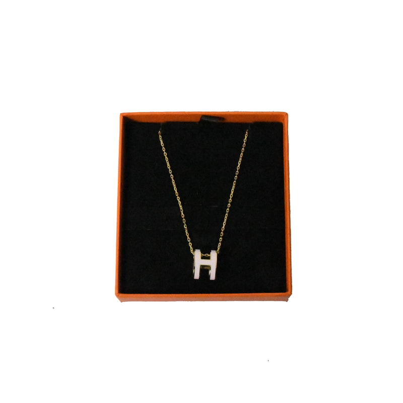 Hermes Pop H Necklace Gold Light Pink - NOBLEMARS