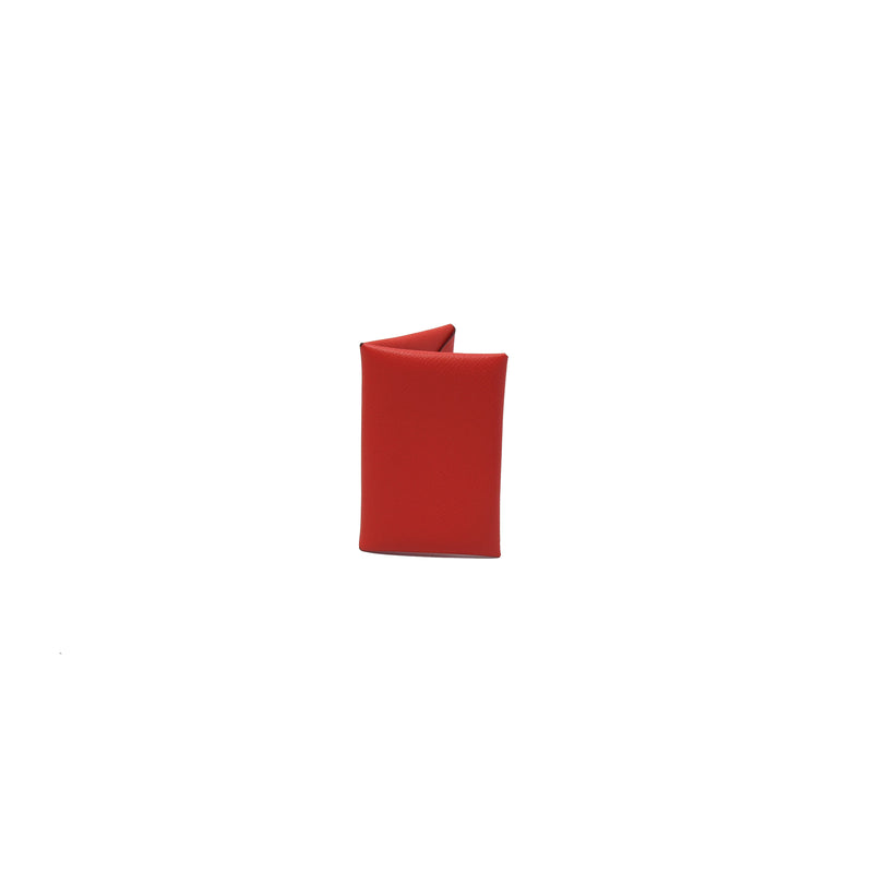 Hermes Calvi Card Holder Epsom Red - NOBLEMARS