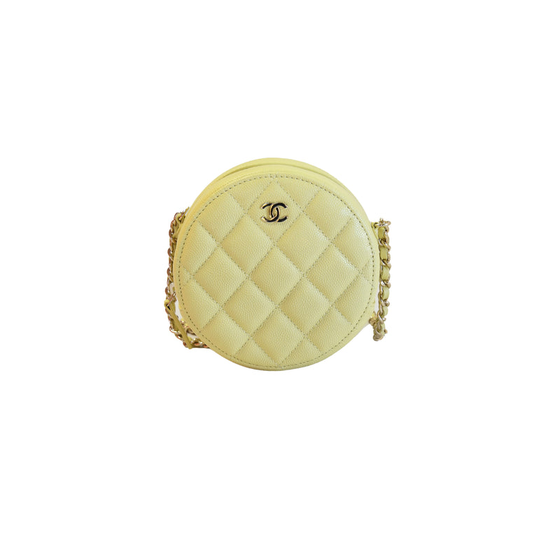 Chanel Caviar Quilted Round Clutch Yellow - NOBLEMARS
