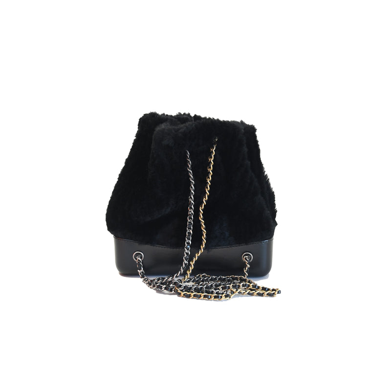 Chanel Shearling Backpack Black - NOBLEMARS
