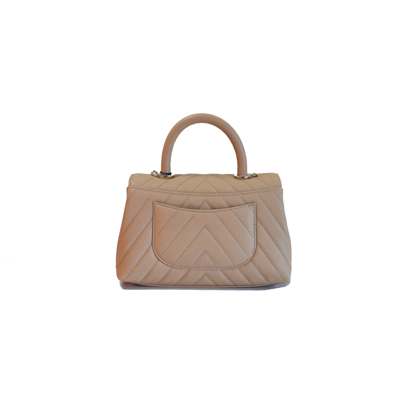 Chanel Coco Chevron Bag Small Beige - NOBLEMARS