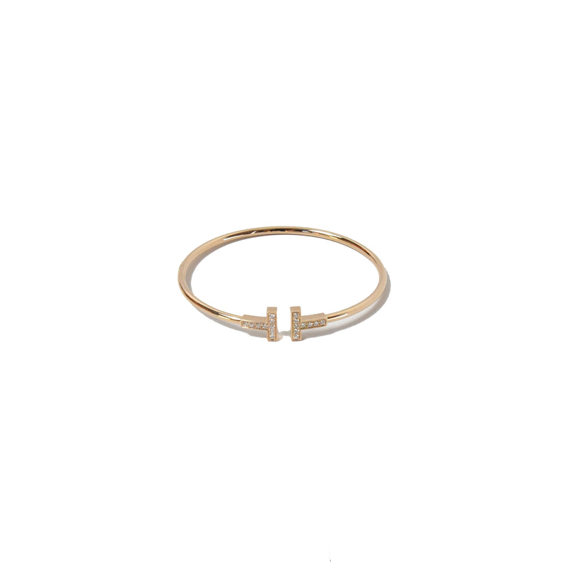 Tiffany T Diamond Wire Bracelet Rose Gold - NOBLEMARS