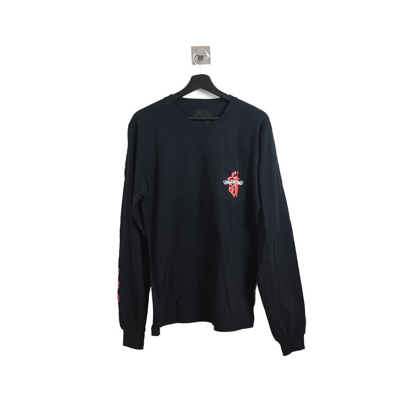Chrome Hearts Red Sword Icon Long Sleeve Tee Black - NOBLEMARS