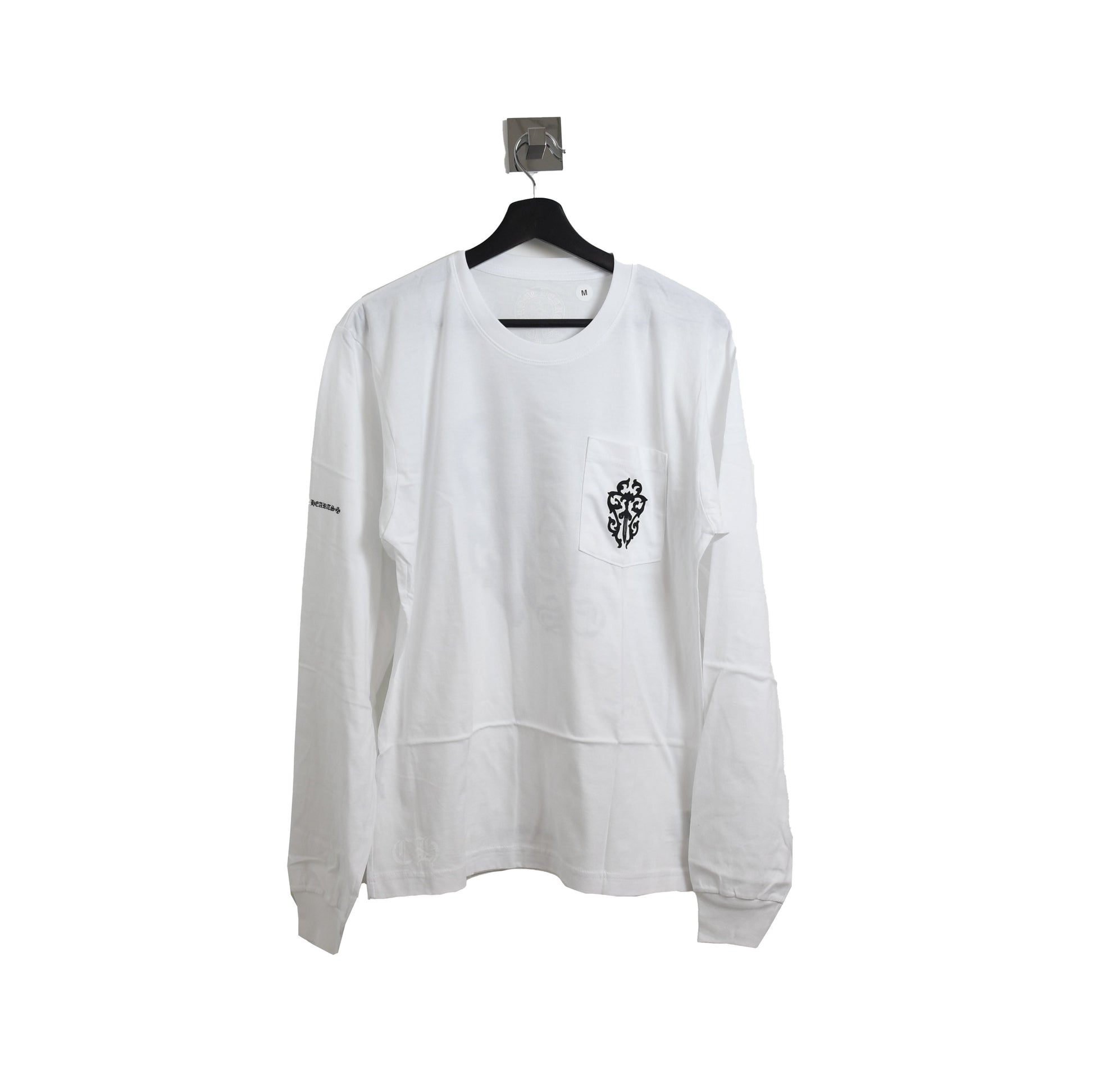 Chrome Hearts Black Sword Icon Long Sleeve Tee White - NOBLEMARS