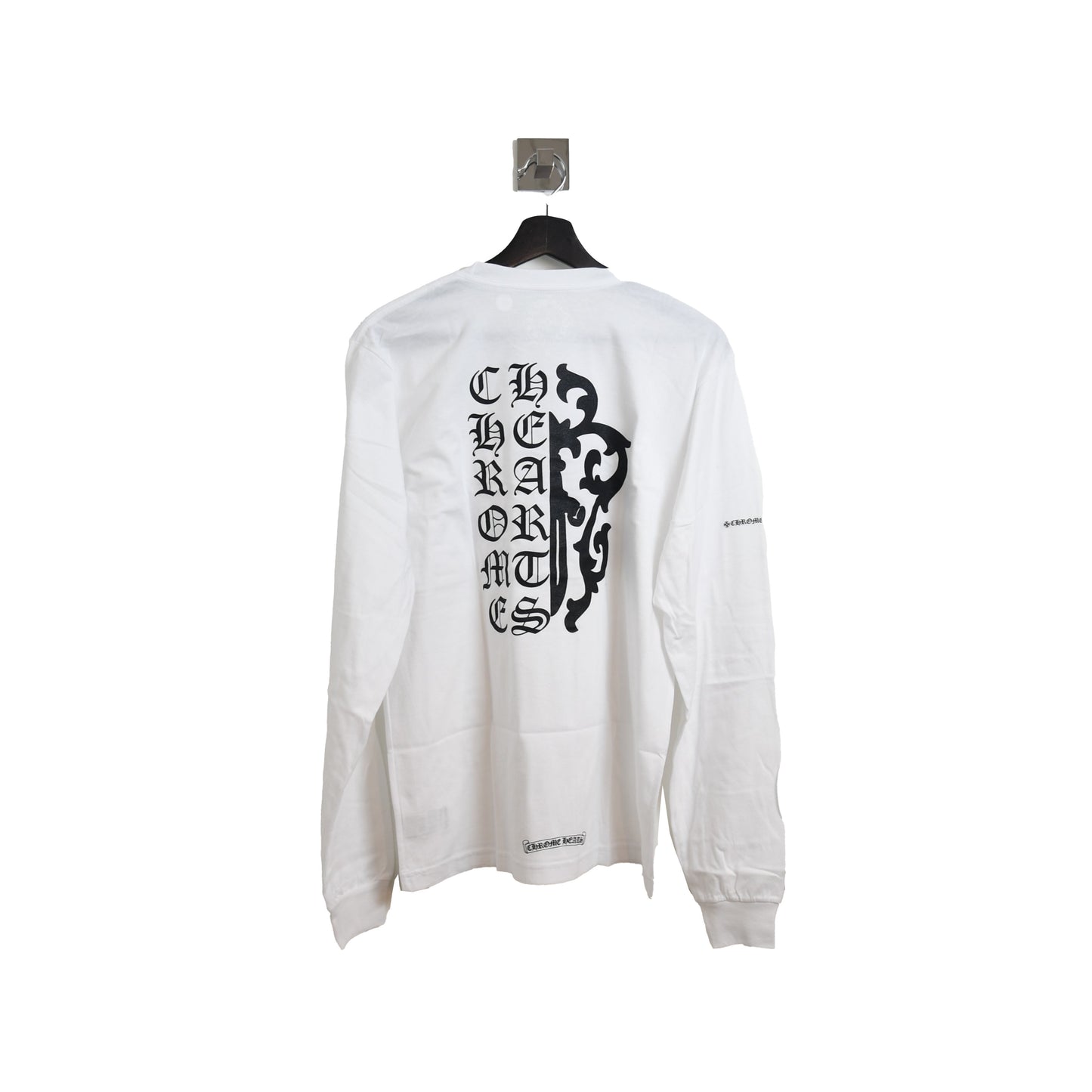 Chrome Hearts Black Sword Icon Long Sleeve Tee White - NOBLEMARS