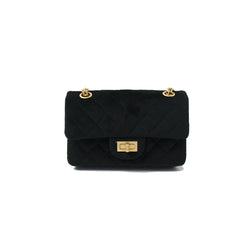 Chanel Small 2.55 Velvet Bag Black - NOBLEMARS