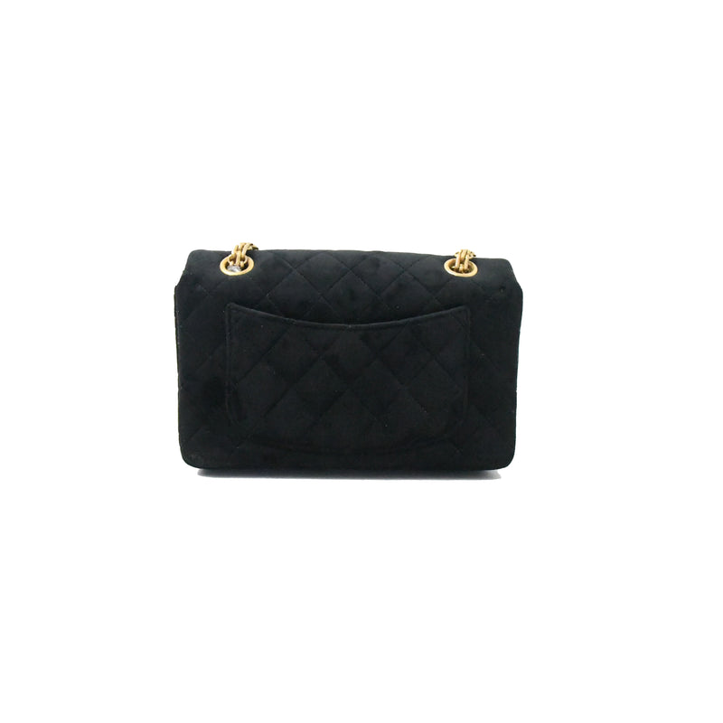 Chanel Small 2.55 Velvet Bag Black - NOBLEMARS