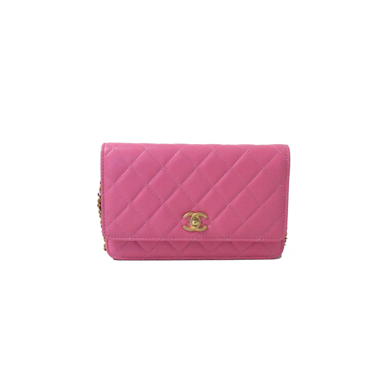 Chanel Lambskin Adjustable Wallet on Chain Pink - NOBLEMARS