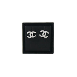 Chanel CC Crystal Earring Silver - NOBLEMARS