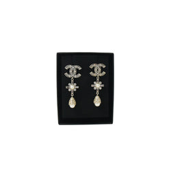 Chanel Gold Pearly White & Crystal Earrings - NOBLEMARS