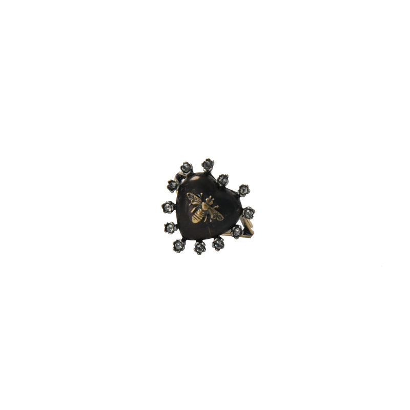 Dior Bee Heart Crystal Ring Black - NOBLEMARS
