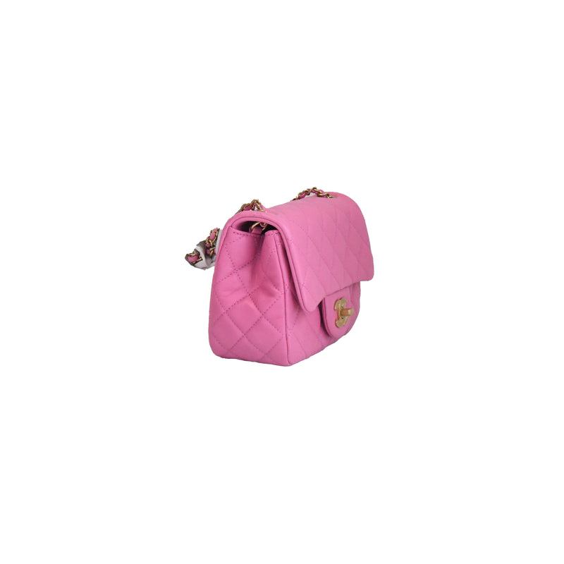 pink chanel mini rectangular flap