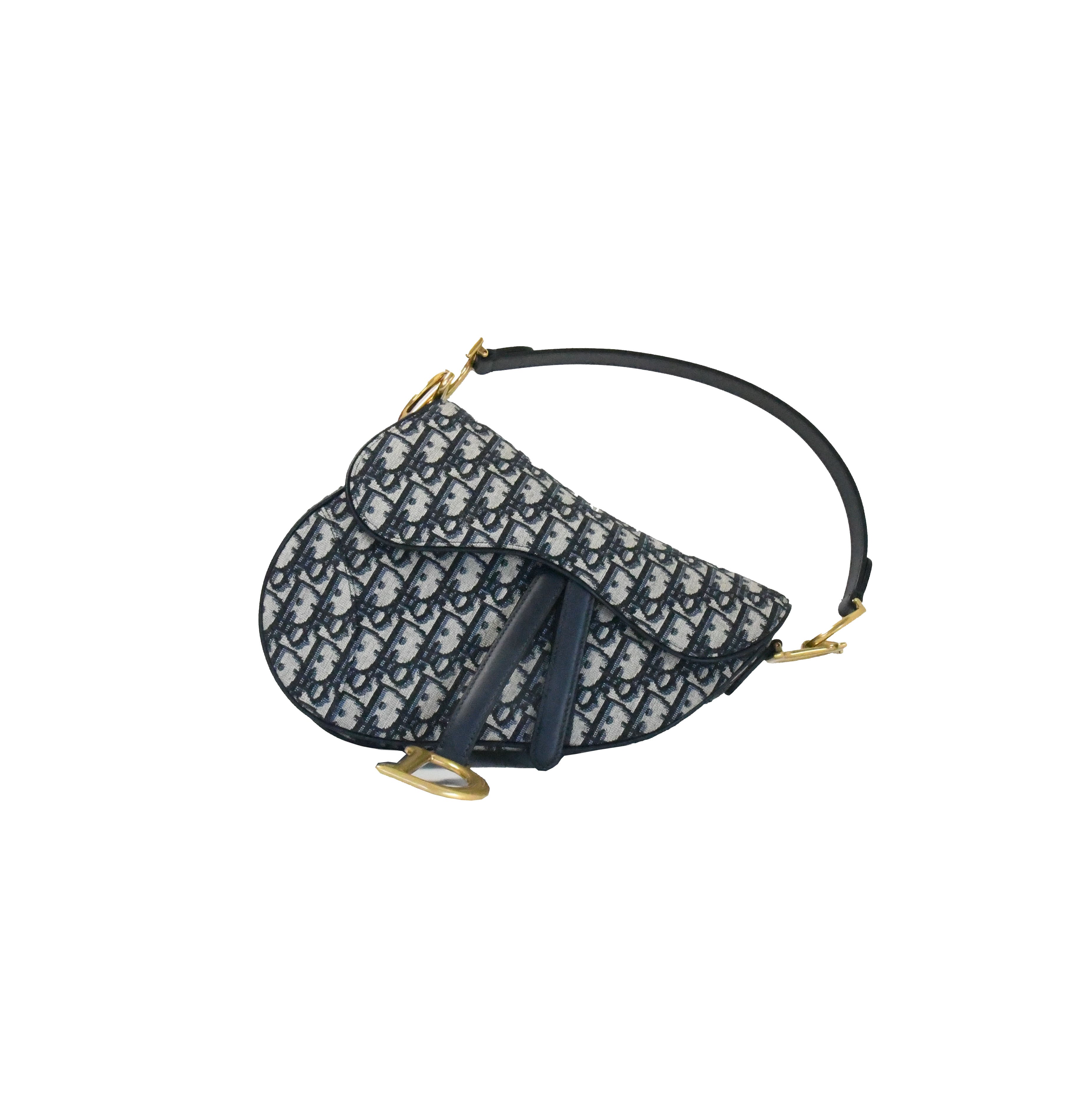 Dior Oblique Embroidery Saddle Bag Blue - NOBLEMARS