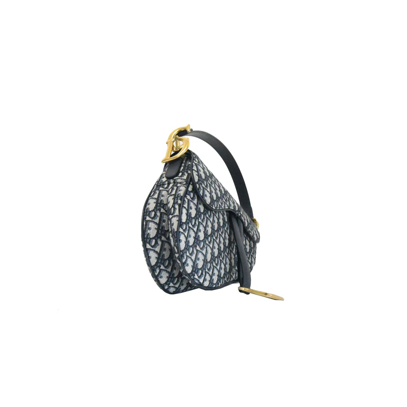 Dior Saddle Medium Bag Blue - NOBLEMARS