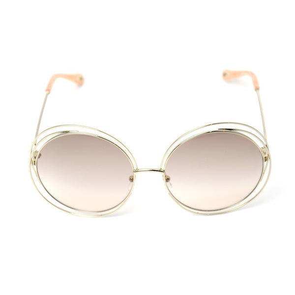 Chloe Carlina Round Metal Sunglasses /Gold-Transparent Peach - NOBLEMARS