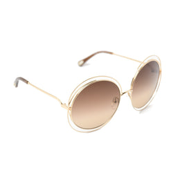 Chloe Carlina Round Metal Sunglasses /Gold-Light Brown - NOBLEMARS