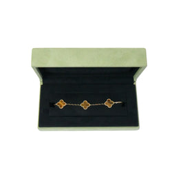 Van Cleef & Arpels Vintage Alhambra Bracelet 5 Motifs Yellow Gold Tiger Eye - NOBLEMARS
