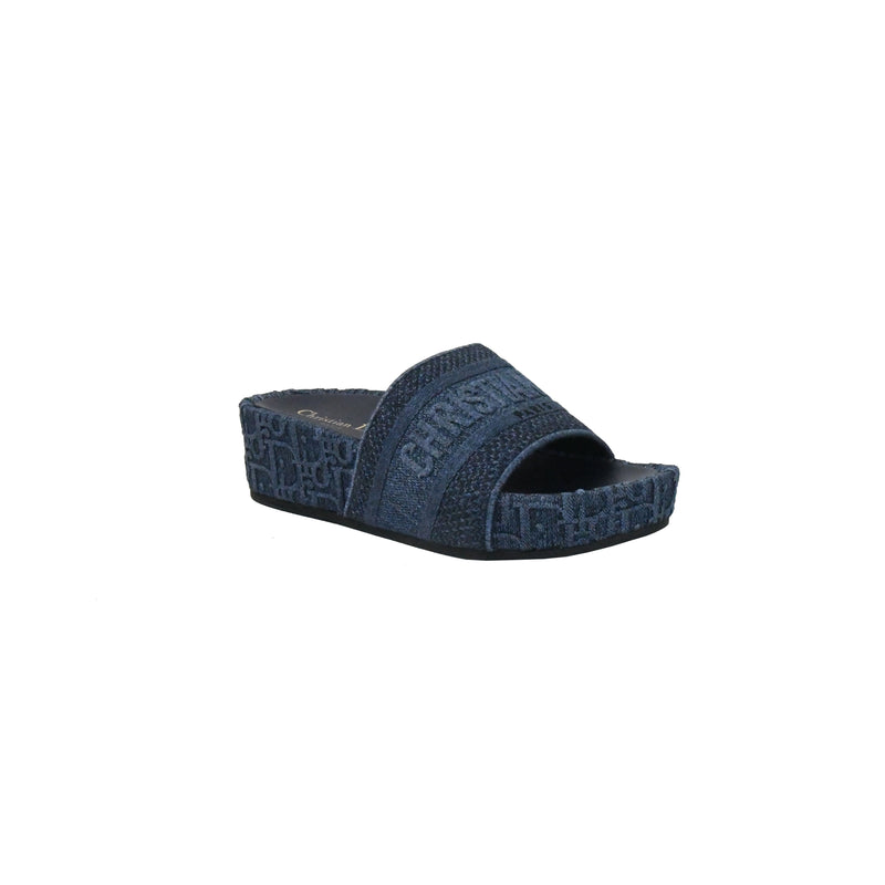 Dior Oblique Embroid Sandals Denim - NOBLEMARS