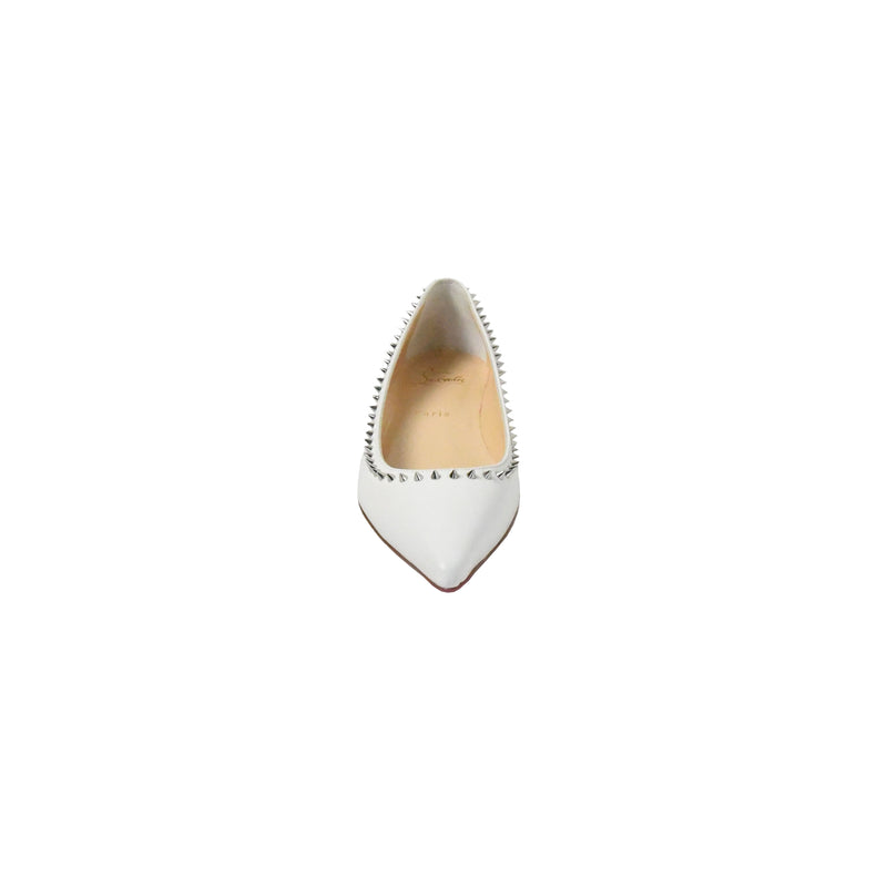Christian Louboutin Silver Studded Flat Snow White - NOBLEMARS