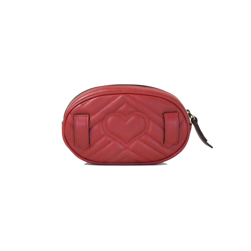 Gucci Marmont Matelesse Leather Belt Bag Hibiscus Red - NOBLEMARS