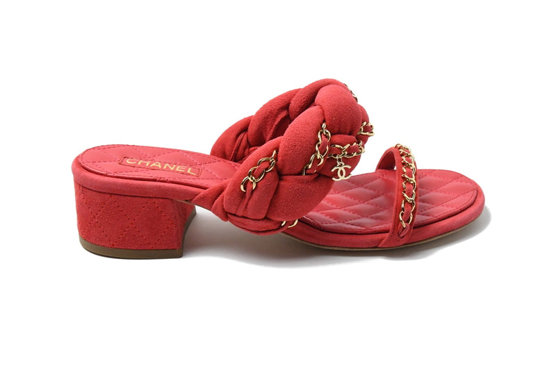 Chanel Mules Kid Suede Red 35 - NOBLEMARS