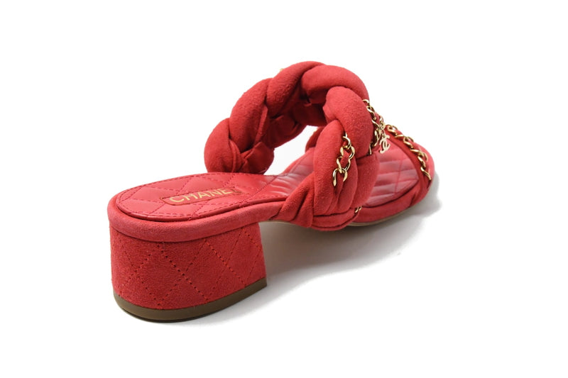 Chanel Mules Kid Suede Red 35 - NOBLEMARS