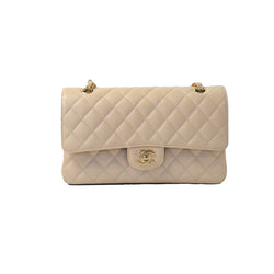Chanel Medium CF Caviar Skin Gold HW Hang Bag Beige - NOBLEMARS